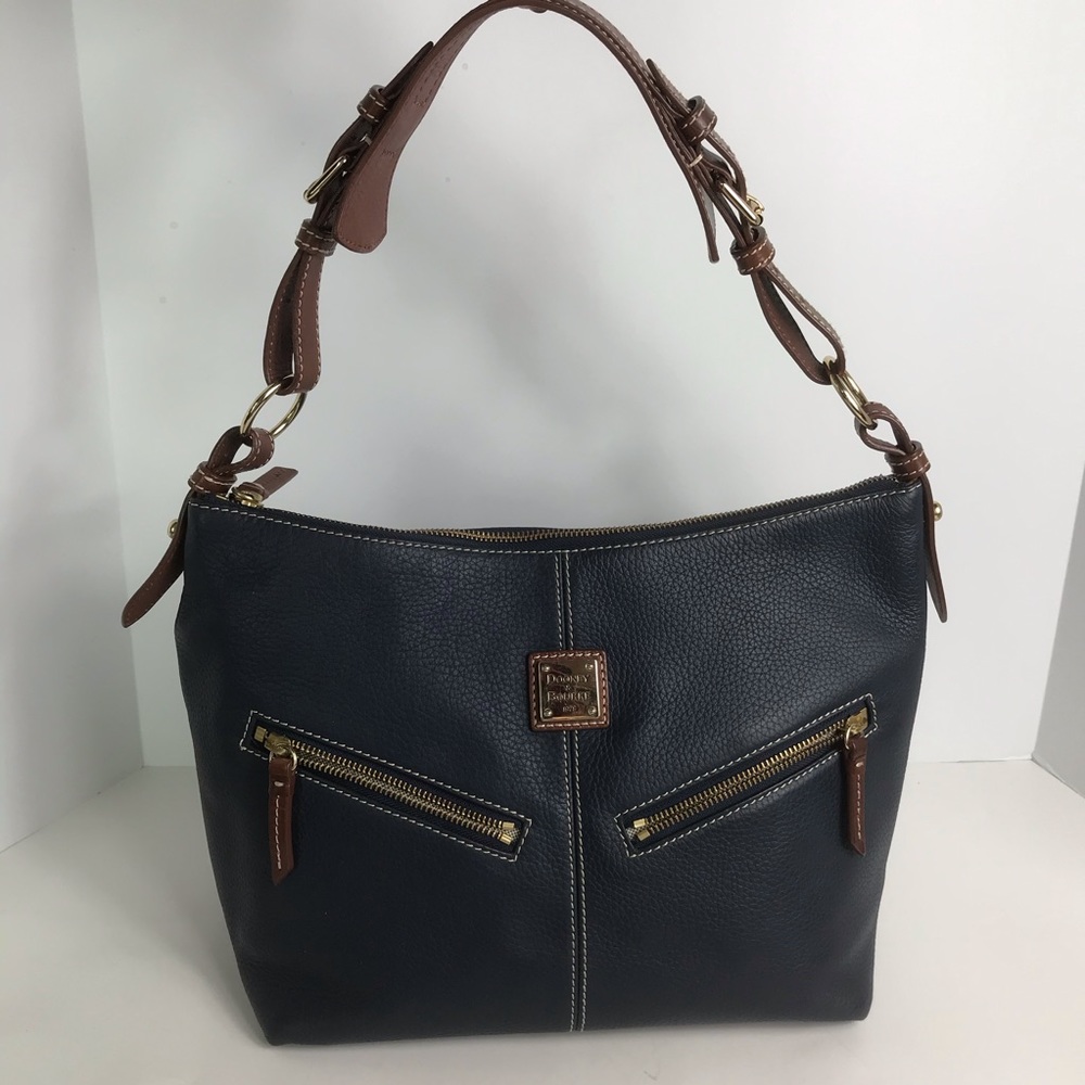 Dooney & Bourke Navy and Brown Shoulder Bag